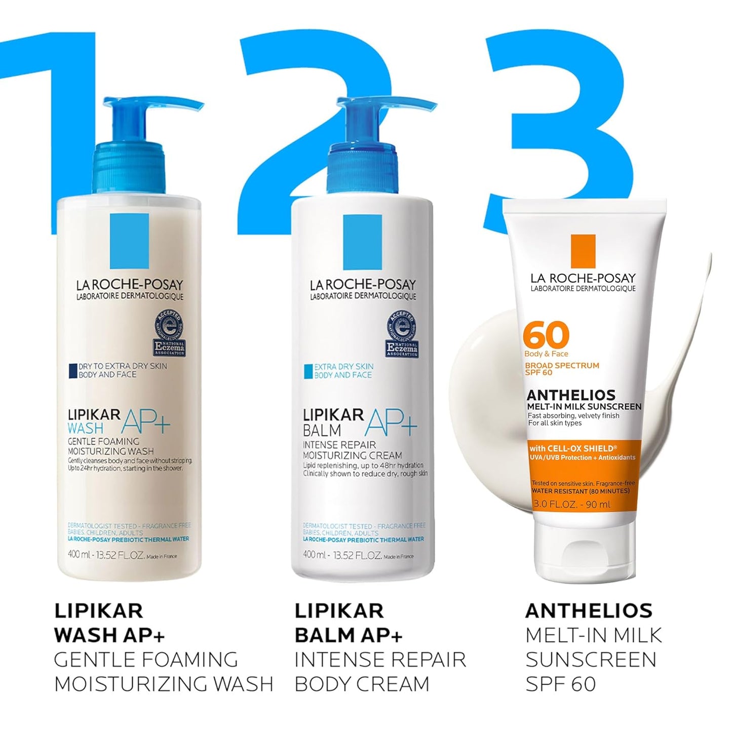 La Roche-Posay Anthelios Melt-In Milk Sunscreen SPF 60, Sunscreen For Body & Face, Broad SPF + Antioxidants, Oil Free, Lightweight & Fast Absorbing, Oxybenzone Free