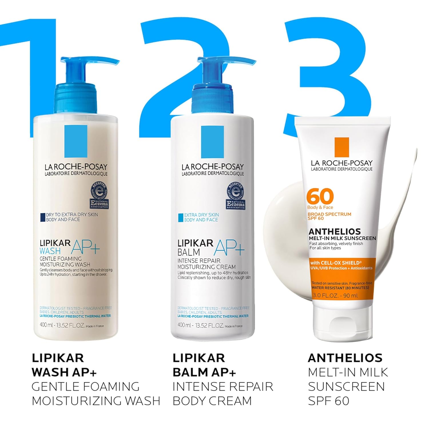 La Roche-Posay Anthelios Melt-In Milk Sunscreen SPF 60, Sunscreen For Body & Face, Broad SPF + Antioxidants, Oil Free, Lightweight & Fast Absorbing, Oxybenzone Free