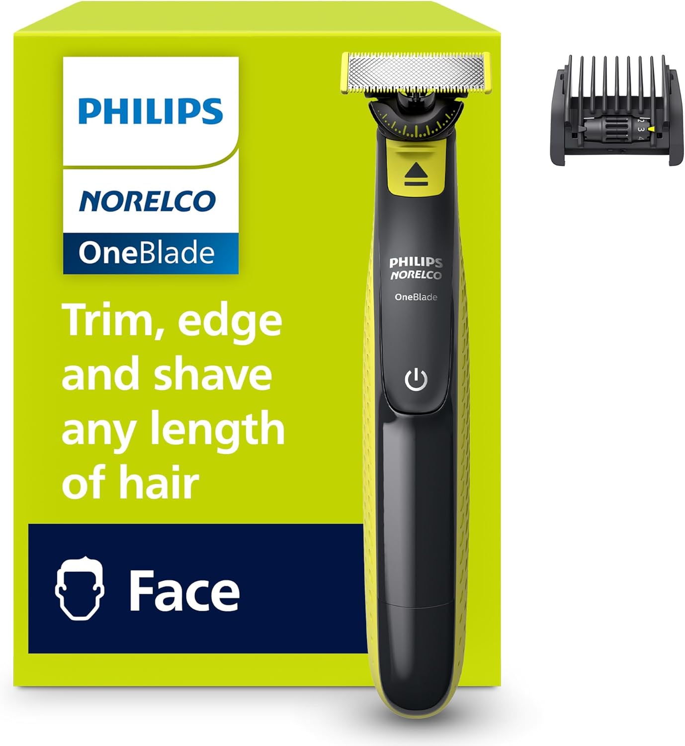 Norelco OneBlade 360 Hybrid Face, Electric Beard Trimmer and Shaver, with 360 Blade Technology, 1x 360 Blade for Face, 5in1 Adjustable Comb, Model QP2724/90