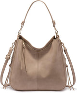 Realer Hobo Crossbody Bags for Women Designer Faux Leather Hobo Handbags Retro Large Size Shoulder Bag Bucket Purse