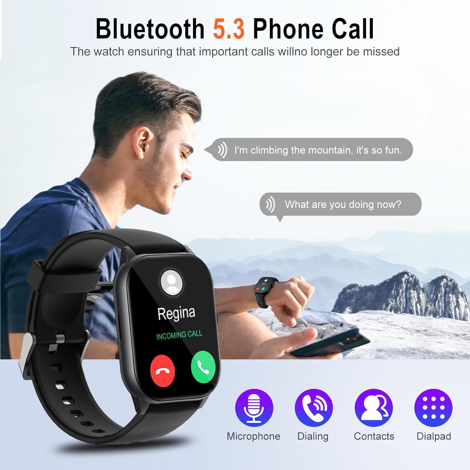1.91" Smart Watch,Fitness Tracker,Smart Watches for Men and Women with Message Call Function,120+ Sport Modes, IP68 Waterproof,24 Hours Heart Rate/Sleep Monitor,for Android/iOS