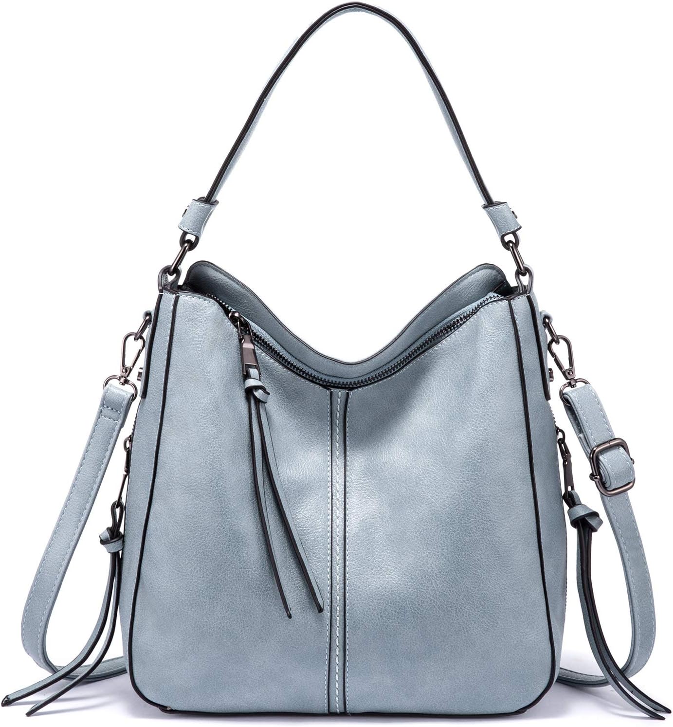 Realer Hobo Crossbody Bags for Women Designer Faux Leather Hobo Handbags Retro Large Size Shoulder Bag Bucket Purse