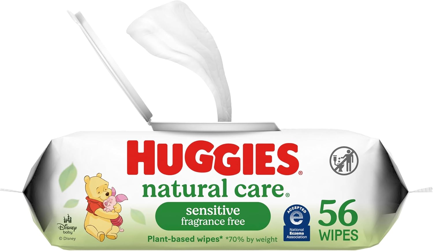 Huggies Natural Care Sensitive Baby Wipes, Unscented, Hypoallergenic, 99% Purified Water, 12 Flip-Top Packs (768 Wipes Total), Packaging May Vary