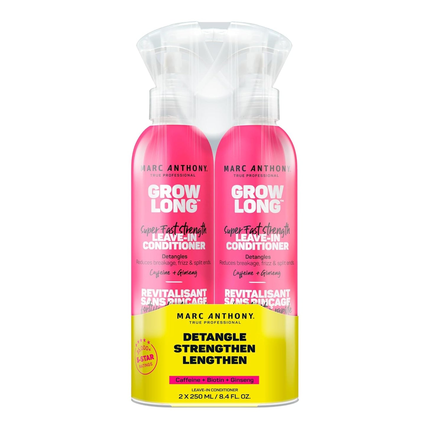 Marc Anthony Leave-In Conditioner Spray & Detangler, Grow Long Biotin - Anti-Frizz Deep Conditioner For Ends & Breakage - Vitamin E, Caffeine & Ginseng for Curly, Dry & Damaged Hair