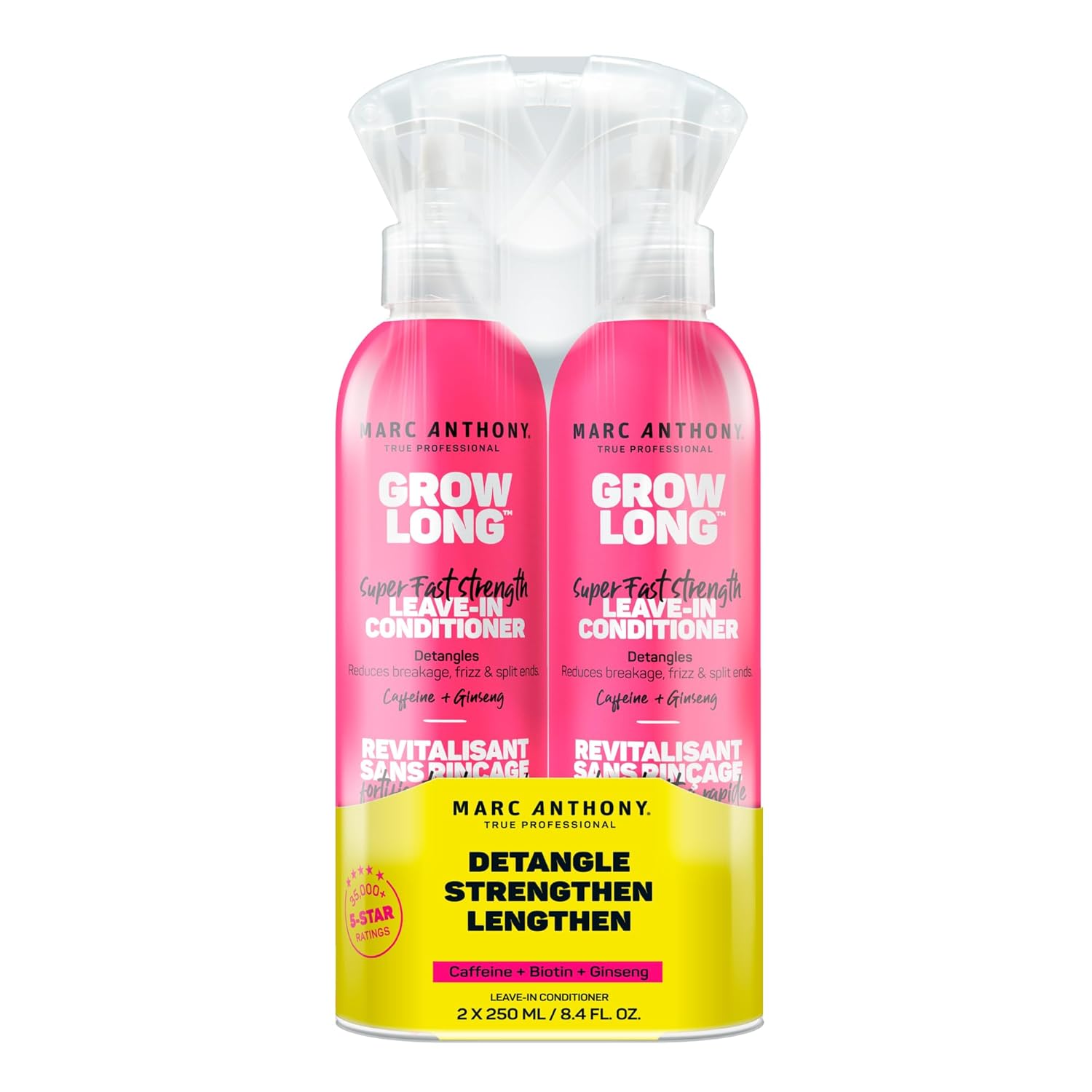 Marc Anthony Leave-In Conditioner Spray & Detangler, Grow Long Biotin - Anti-Frizz Deep Conditioner For Ends & Breakage - Vitamin E, Caffeine & Ginseng for Curly, Dry & Damaged Hair