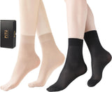 Women's 10-24 Pairs (in Gift Box) Ankle High Sheer Nylon Socks Soft Tight Hosiery with Reinforced Toe