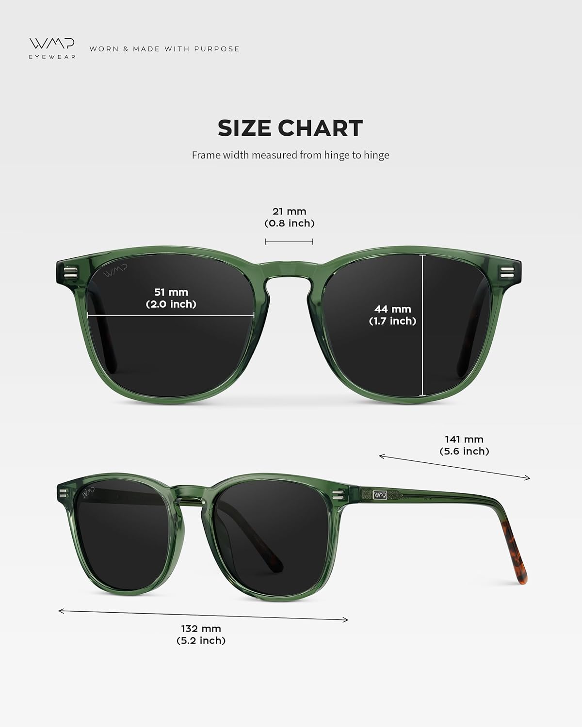 WMP Eyewear - Men's Polarized Modern Rounded Square Sunglasses