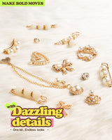 DoDoBeads 60 Pcs Junk Socks Charms Kit, Gold Brooches and Pins for Women, Pearl and Rhinestone Sock Charms with Safety Pins, DIY Accessories for Decorating and Personalizing Socks