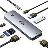 USB C Adapter for MacBook Pro/Air M1 M2 M3 2021 2020 2019 13" 15" 16", 6 in 1 USB-C Hub MacBook Pro Accessories with 3 USB 3.0 Ports,USB C to SD/TF Card Reader and 100W Thunderbolt 3 PD Port