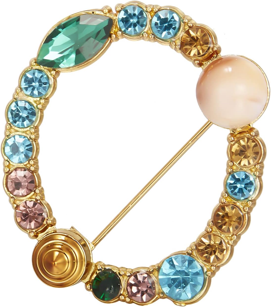 RINHOO Crystal Pearl Initial Brooch Gold Plated Enamel Colorful Letter Alphabet Breastpin Pin Jewelry for GIFTS