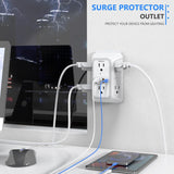 JcBlaon Outlet Extender Surge Protector - 6 Outlet Splitter with 4 USB Ports (2 USB C), Multiple Plug Expander Wall Charger, 3 Sided Multi Plug Wall Adapter Power Strip for Home Office Kitchen Travel