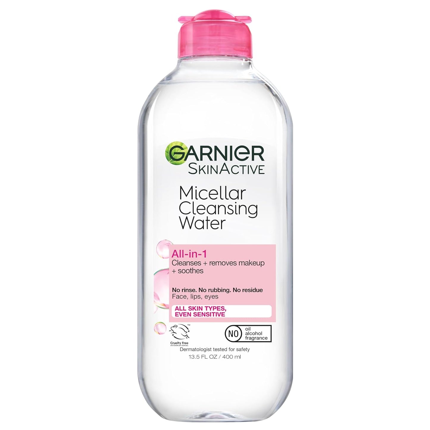 Garnier Micellar Water, Hydrating Facial Cleanser & Makeup Remover, Suitable for Sensitive Skin, Cruelty Free, 13.5 Fl Oz (400mL), 1 Count