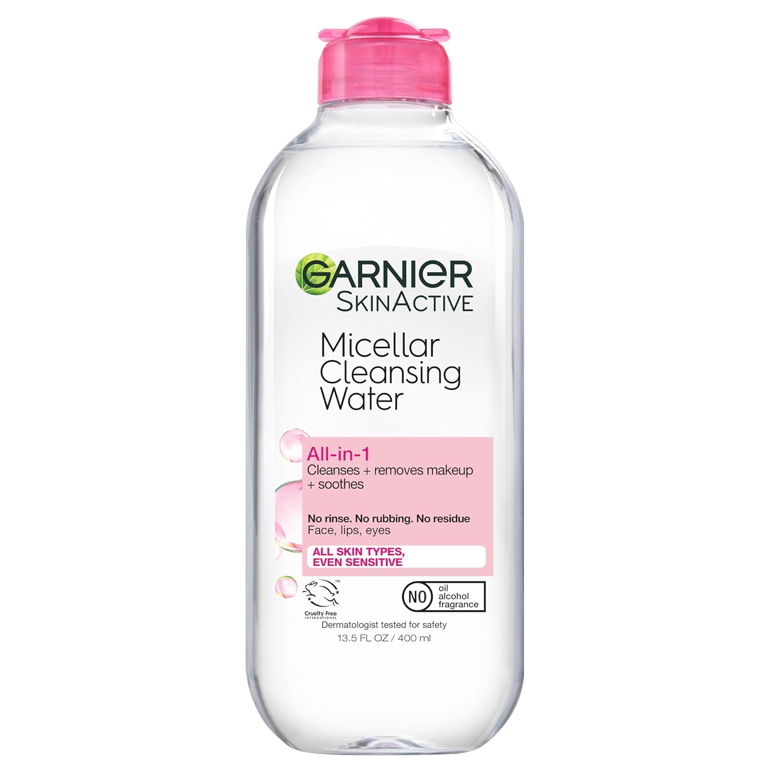 Garnier Micellar Water, Hydrating Facial Cleanser & Makeup Remover, Suitable for Sensitive Skin, Cruelty Free, 13.5 Fl Oz (400mL), 1 Count