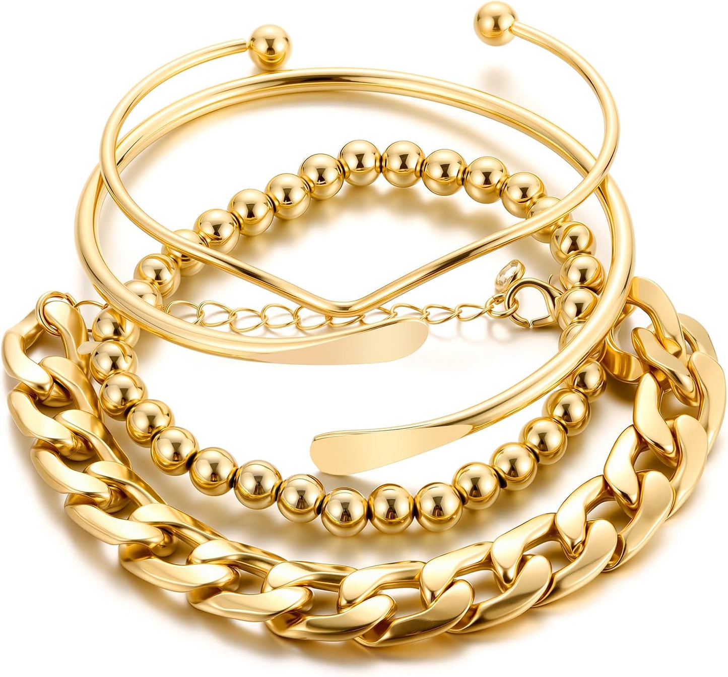 ÌF ME Gold Bangle Bracelets for Women, Indian Bangles Stackable Set, Multi Layer Textured 14K Gold Plated Chunky Bracelets Boho Jewelrys Set