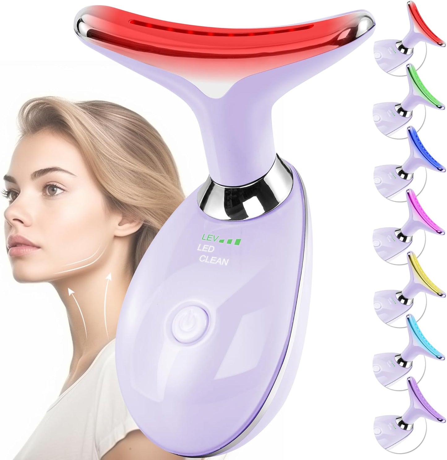 Facial Massager Face and Neck, Face  culpting Wand Tool with 7 Color - Birthday, Christmas, Mothers Day, Valentines Day Gifts for Her Women Mom Best Friend Wife Teacher (White)