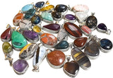 Handmade 10 Pcs Gemstone Pendant Necklace Set for Women, Silver Pendants for Women