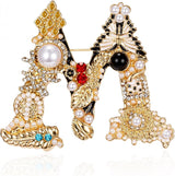 RINHOO Crystal Pearl Initial Brooch Gold Plated Enamel Colorful Letter Alphabet Breastpin Pin Jewelry for GIFTS