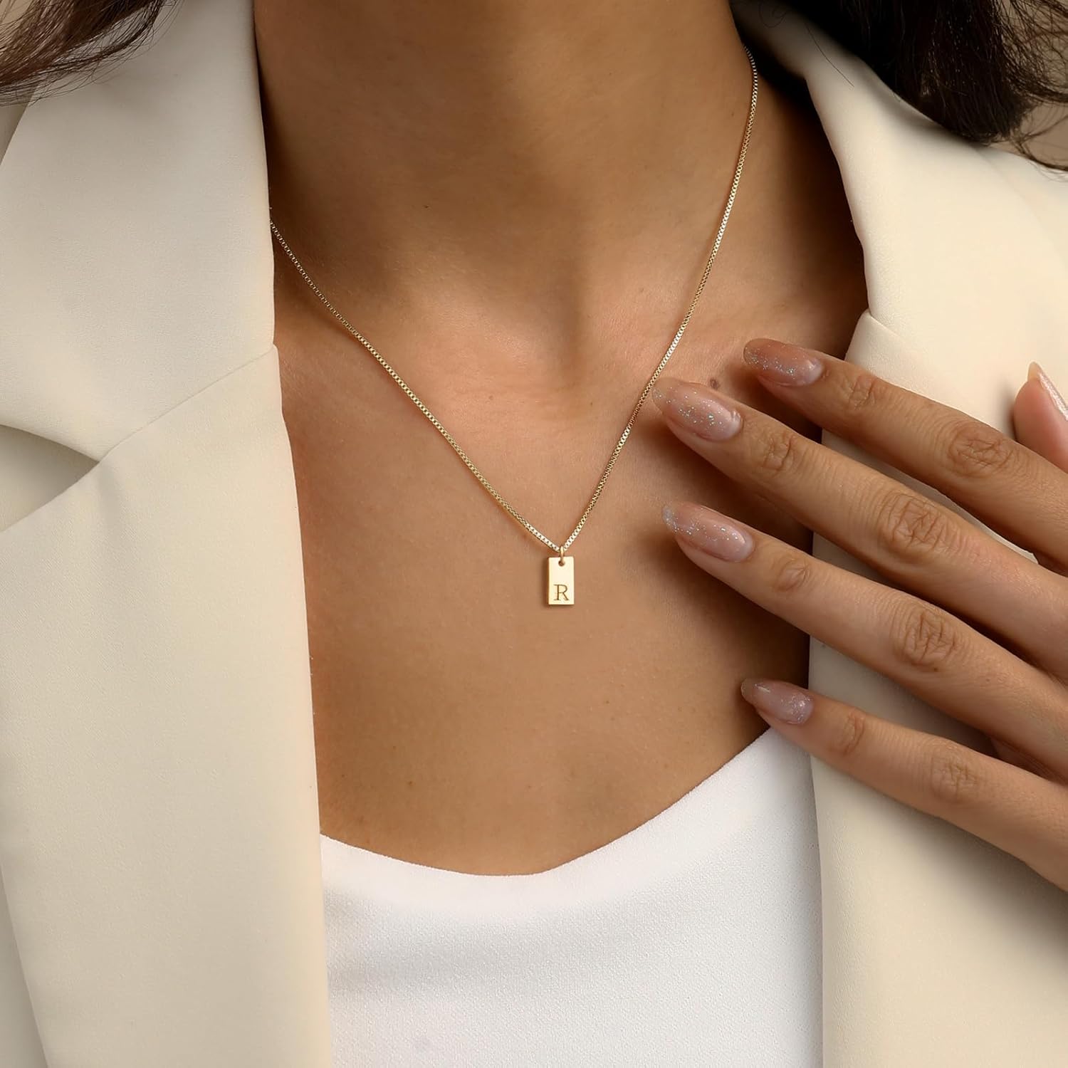 Stocking Stuffers Initial Necklaces for Women 14K Gold Plated Letter Necklace Dainty Name Pendant Necklace Personalized Christmas Gifts for Women Trendy Gold Jewelry