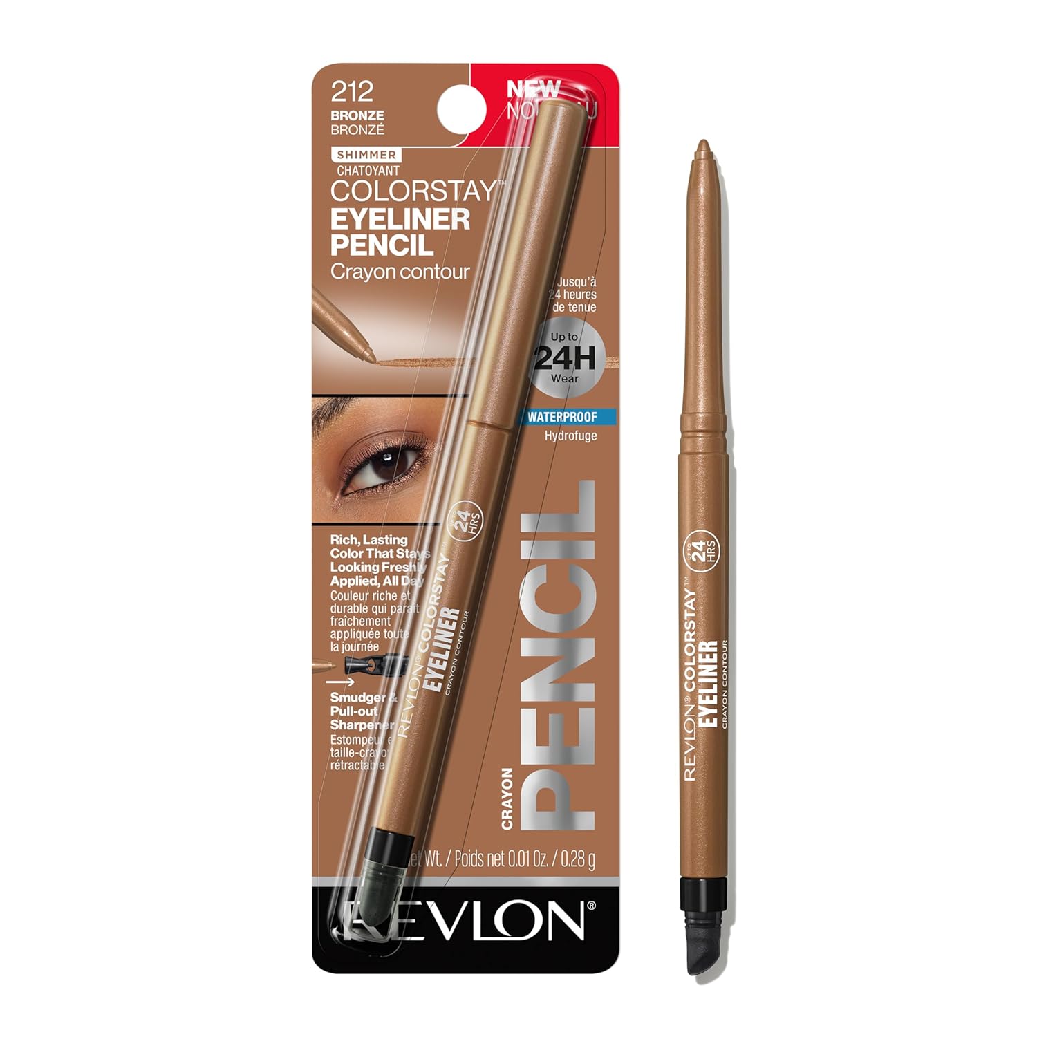 Revlon ColorStay Pencil Waterproof Eyeliner, Smudge-Proof, Eye Makeup with Built-In Sharpener, Stocking Stuffer for Women, 201 Black, 2 pack