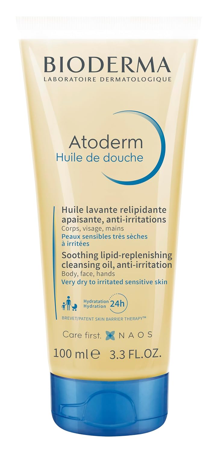 Bioderma Atoderm Shower Oil, Cleansing Oil For Face & Body, Nourishing Cleansing Oil For Dry to Atopic Sensitive Skin For Softer & Smooth Skin For Your Whole Family