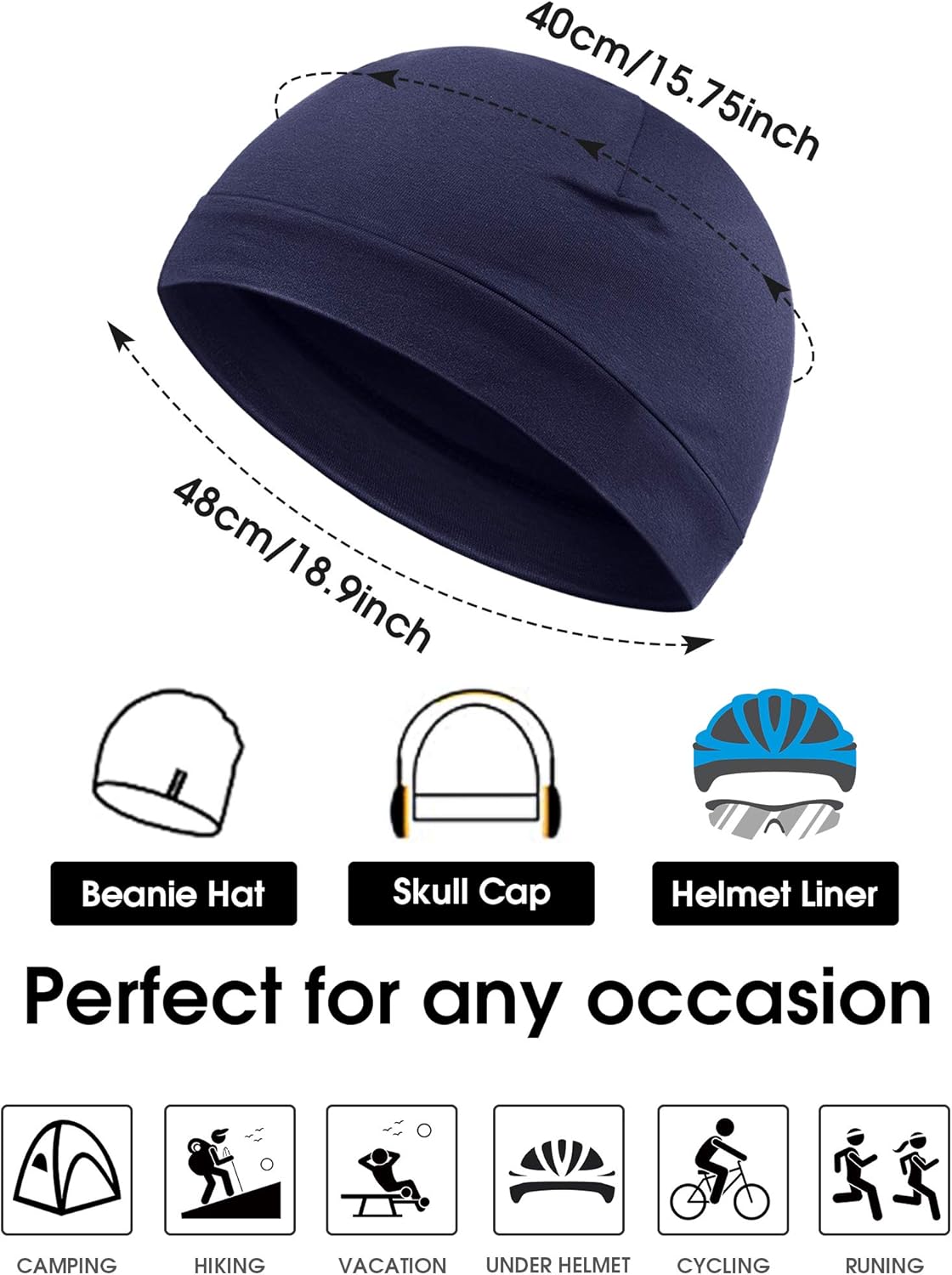 Syhood 4 Pieces Men Skull Caps Soft Cotton Beanie Hats Stretchy Helmet Liner Multifunctional Headwear for Men Women