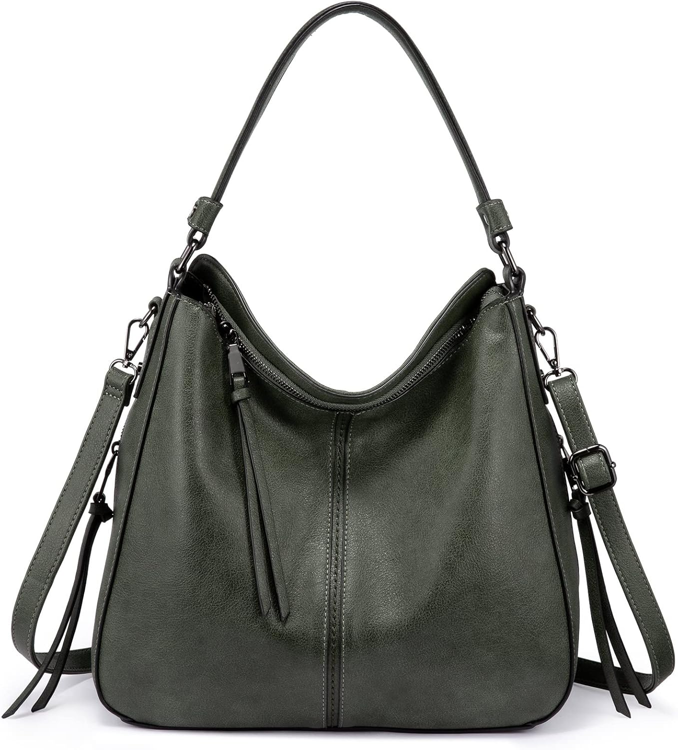 Realer Hobo Crossbody Bags for Women Designer Faux Leather Hobo Handbags Retro Large Size Shoulder Bag Bucket Purse