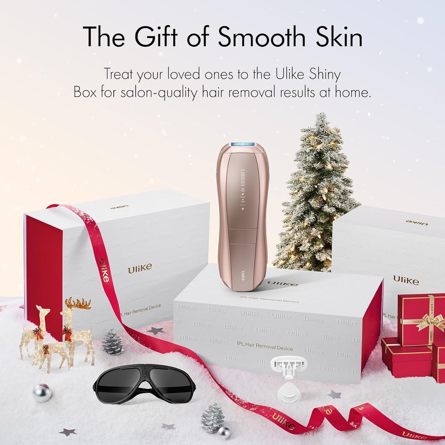 Ulike Hair Removal Air 10 IPL Holiday Gift for Women and Men, 65°F Ice-Cooling Contact, Dual Lights, Skin Sensor & USHR Mode* for Nearly Painless, Effective & Long-Lasting Hair Removal from Home