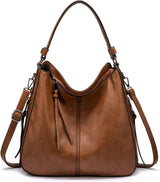 Realer Hobo Crossbody Bags for Women Designer Faux Leather Hobo Handbags Retro Large Size Shoulder Bag Bucket Purse