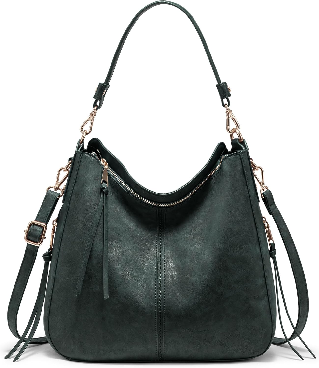 Realer Hobo Crossbody Bags for Women Designer Faux Leather Hobo Handbags Retro Large Size Shoulder Bag Bucket Purse
