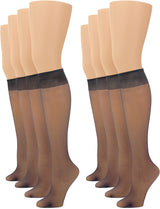 No nonsense Women's Sheer Knee Highs with Comfort Top Nylon Trouser Stockings Value Pack