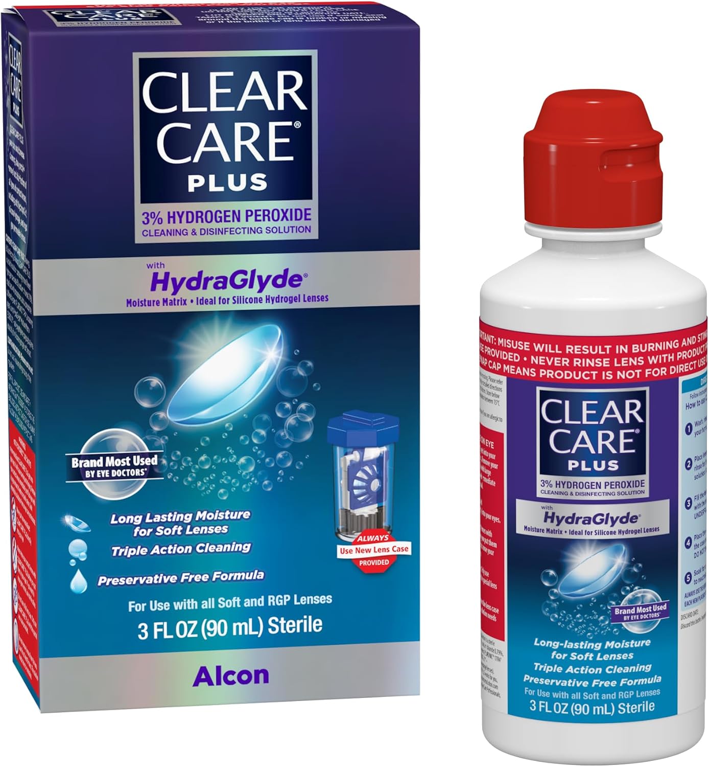 Clear Care Plus Cleaning Solution with Lens Case, Twin Pack, Multi, 12 Oz, Pack of 2