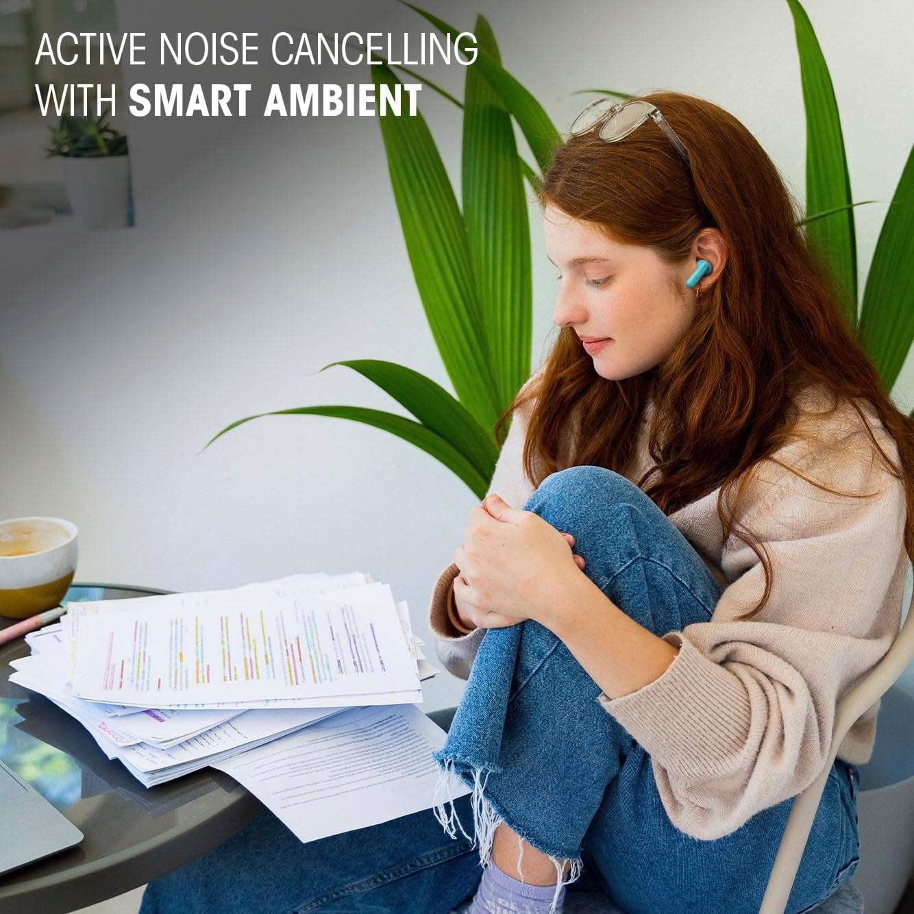 Vibe Beam 2 - True Wireless Noise Cancelling Earbuds with Pure Bass Sound & Smart Ambient technology, 4mics for crisp, clear calls, up to 40Hrs of Playback, IP54 Dust & Water resistant (Black)