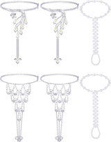 Hicarer 6 Pcs Foot Jewelry Barefoot Sandals for Women Rhinestone Anklets Bohemian Foot Chain for Beach Wedding Valentine
