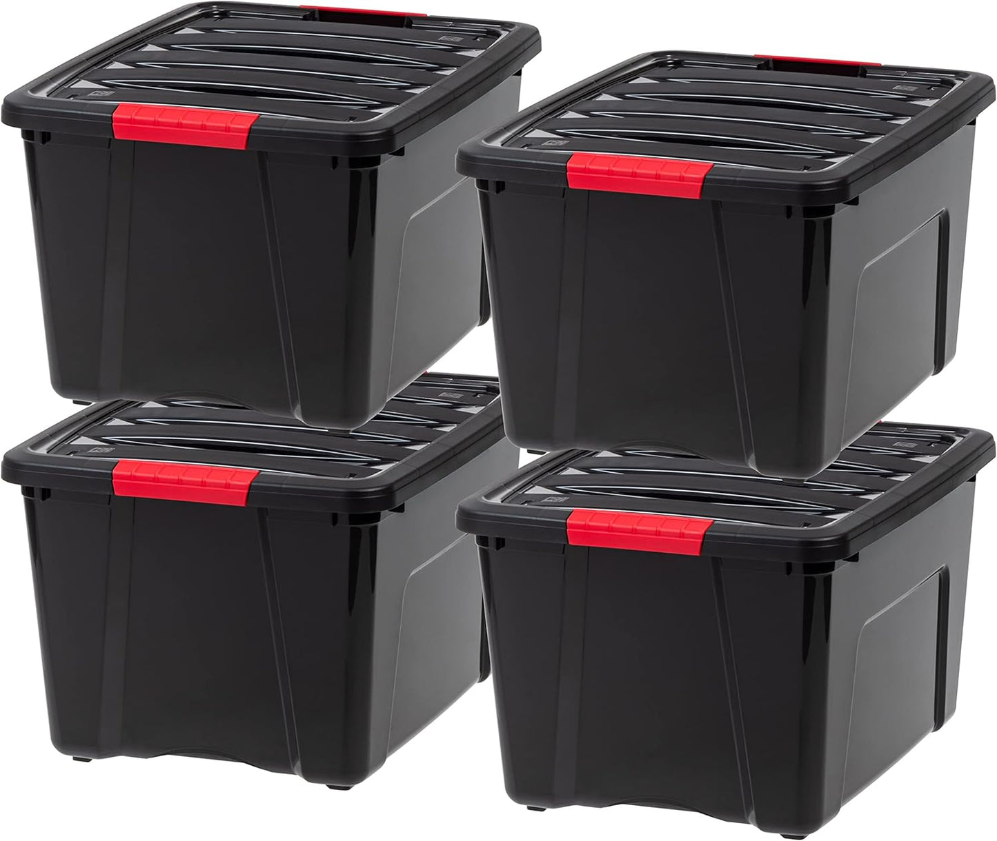 IRIS USA 54 Qt Stackable Plastic Storage Bins with Lids, 6 Pack - BPA-Free, Made in USA - See-Through Organizing Solution, Latches, Durable Nestable Containers, Secure Pull Handle - Clear