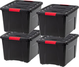 IRIS USA 54 Qt Stackable Plastic Storage Bins with Lids, 6 Pack - BPA-Free, Made in USA - See-Through Organizing Solution, Latches, Durable Nestable Containers, Secure Pull Handle - Clear