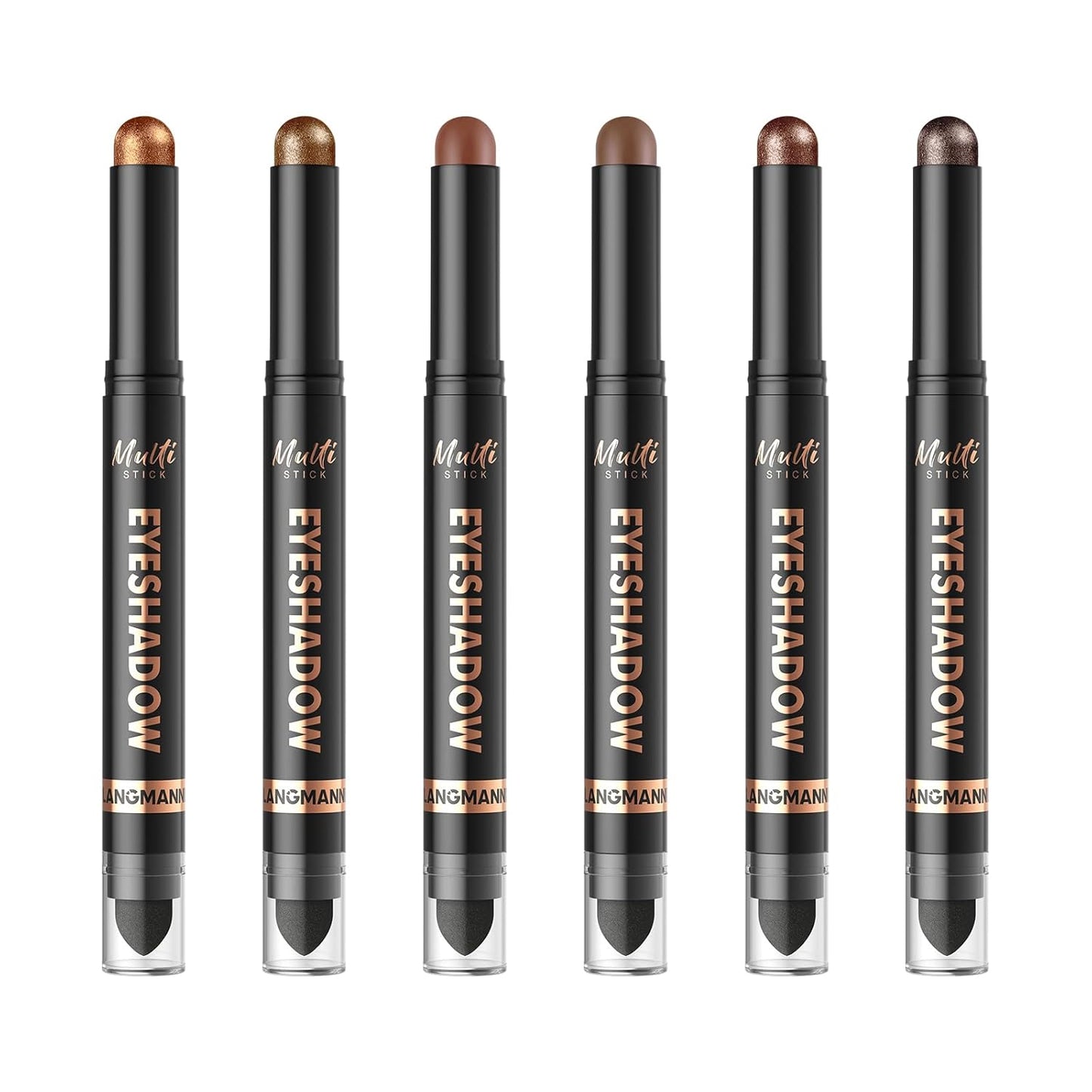 LANGMANNI 8Colors Dual-Ended Cream Eyeshadow Stick Set – Silky Smooth, Waterproof & Transfer-Proof, Built-in Blender Brush, All-Day Matte & Shimmer Wear Eye Makeup(#A)