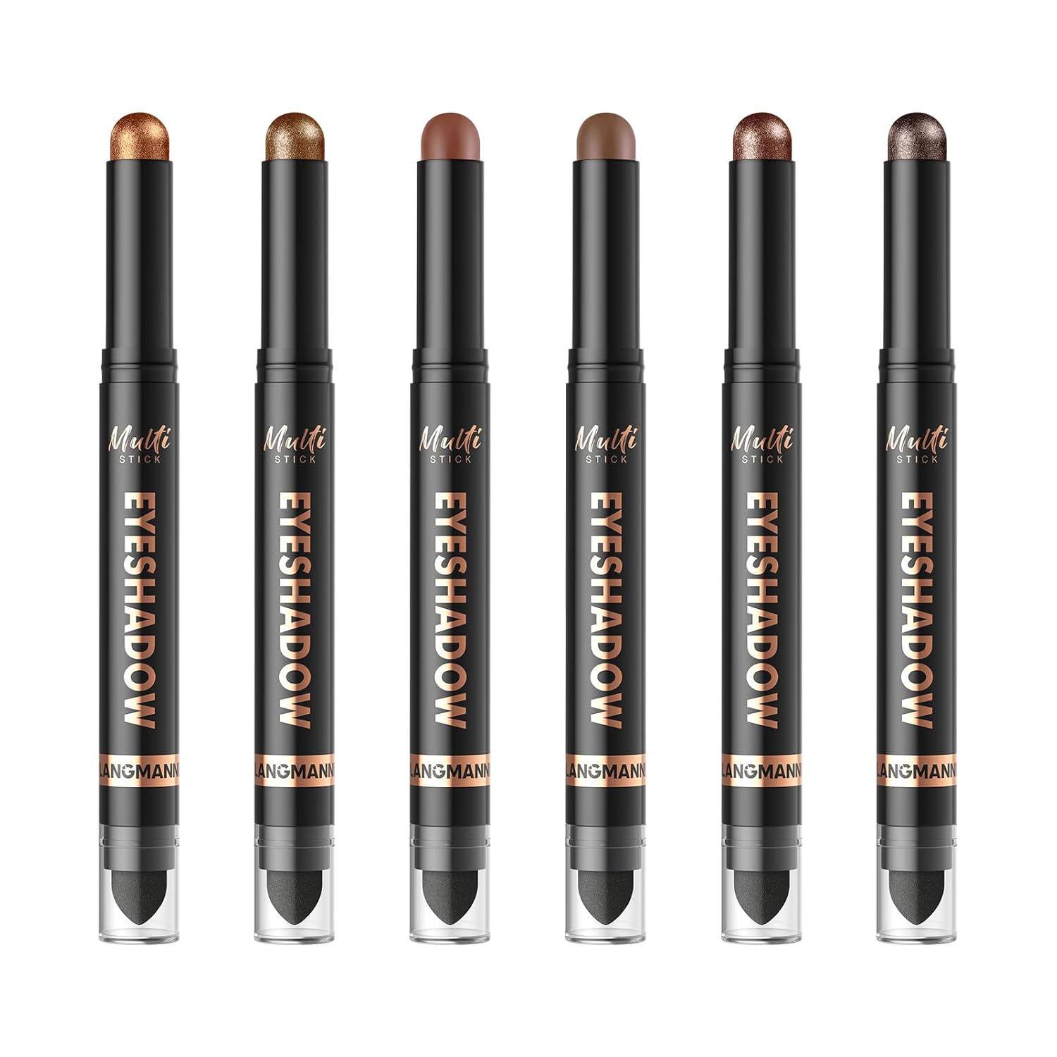 LANGMANNI 8Colors Dual-Ended Cream Eyeshadow Stick Set – Silky Smooth, Waterproof & Transfer-Proof, Built-in Blender Brush, All-Day Matte & Shimmer Wear Eye Makeup(#A)