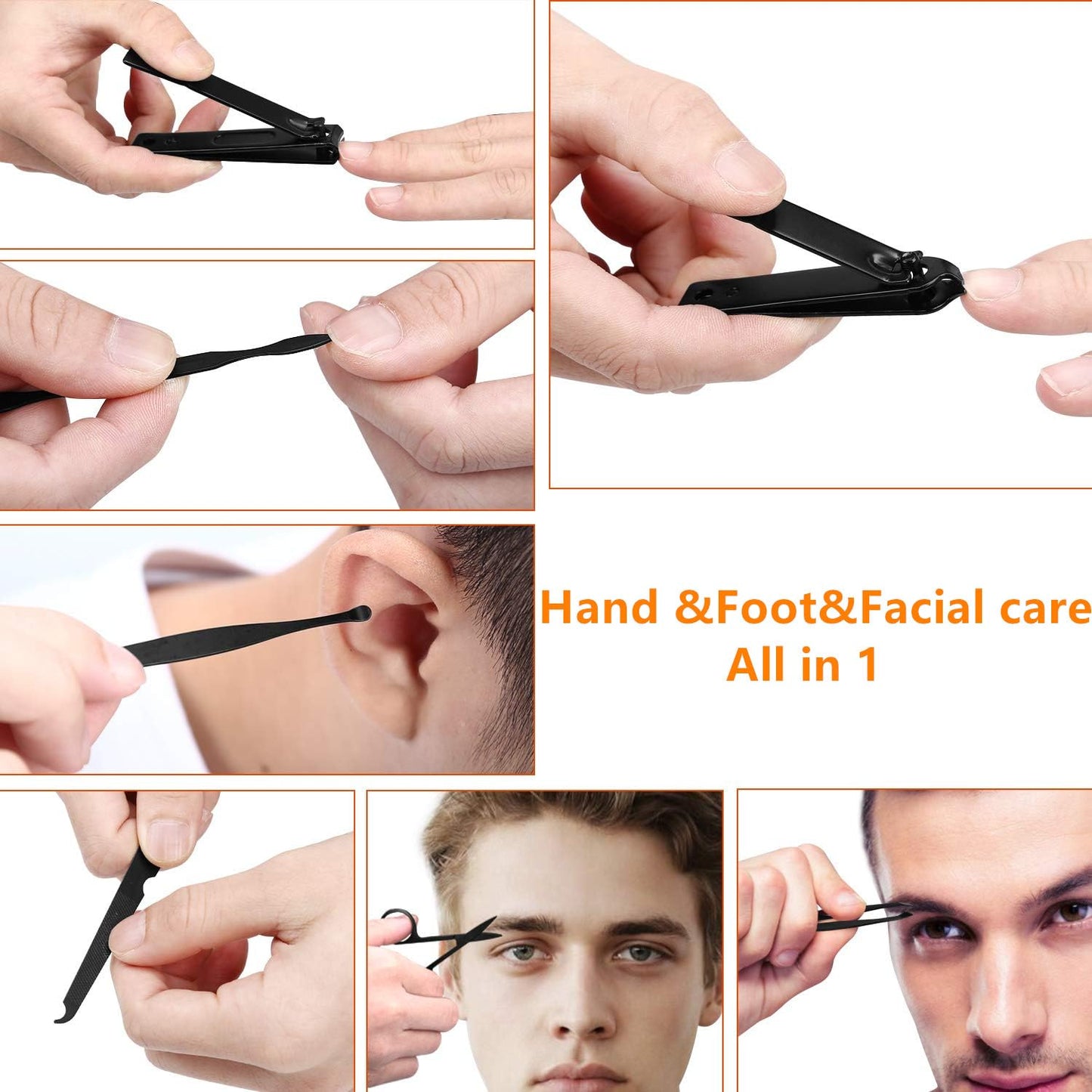 Manicure set Men Personal Care Tools Accessories Finger and Toe Nail Kit Professional Manicure Pedicure Kit With Travel Case Nail Grooming Kit Present for Men Women Stocking Stuffers