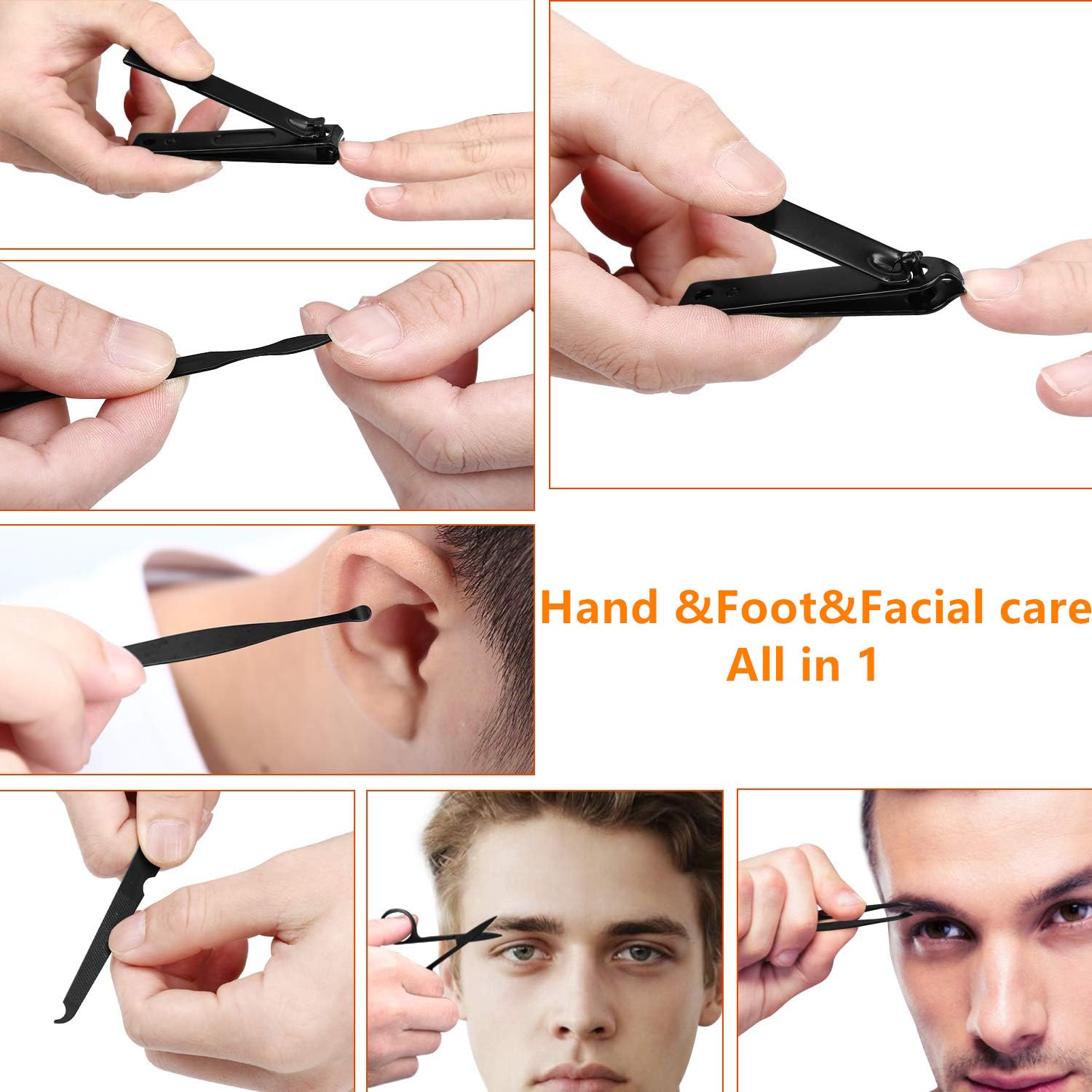 Manicure set Men Personal Care Tools Accessories Finger and Toe Nail Kit Professional Manicure Pedicure Kit With Travel Case Nail Grooming Kit Present for Men Women Stocking Stuffers