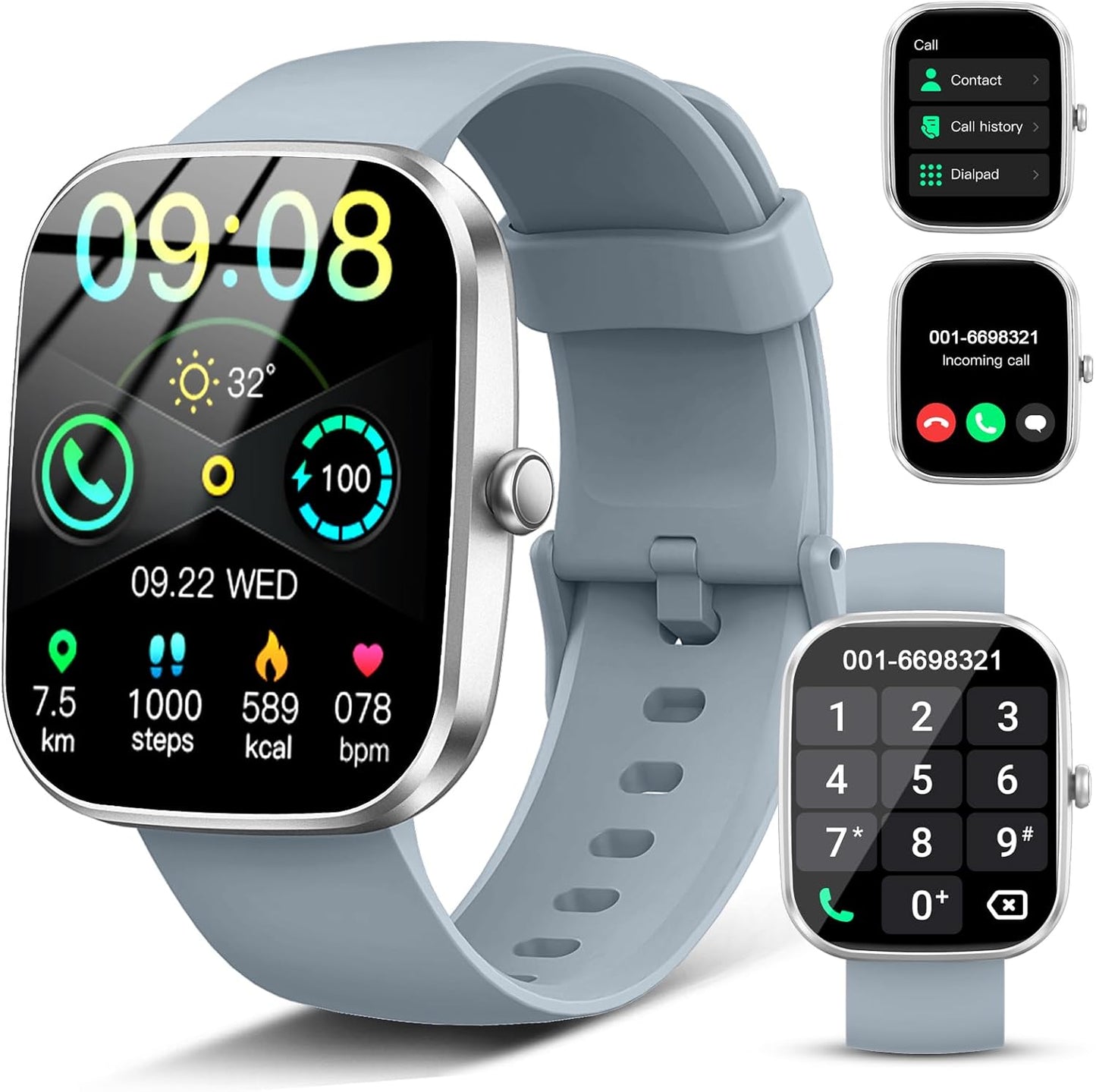 Smart Watch(Answer/Make Call), 1.91" Smartwatch for Men Women,2025 Fitness Watch with 110+ Sport Modes, Fitness Activity Tracke with Pedometer/Sleep Monitor/Heart Rate/IP68 Waterproof,for Android iOS