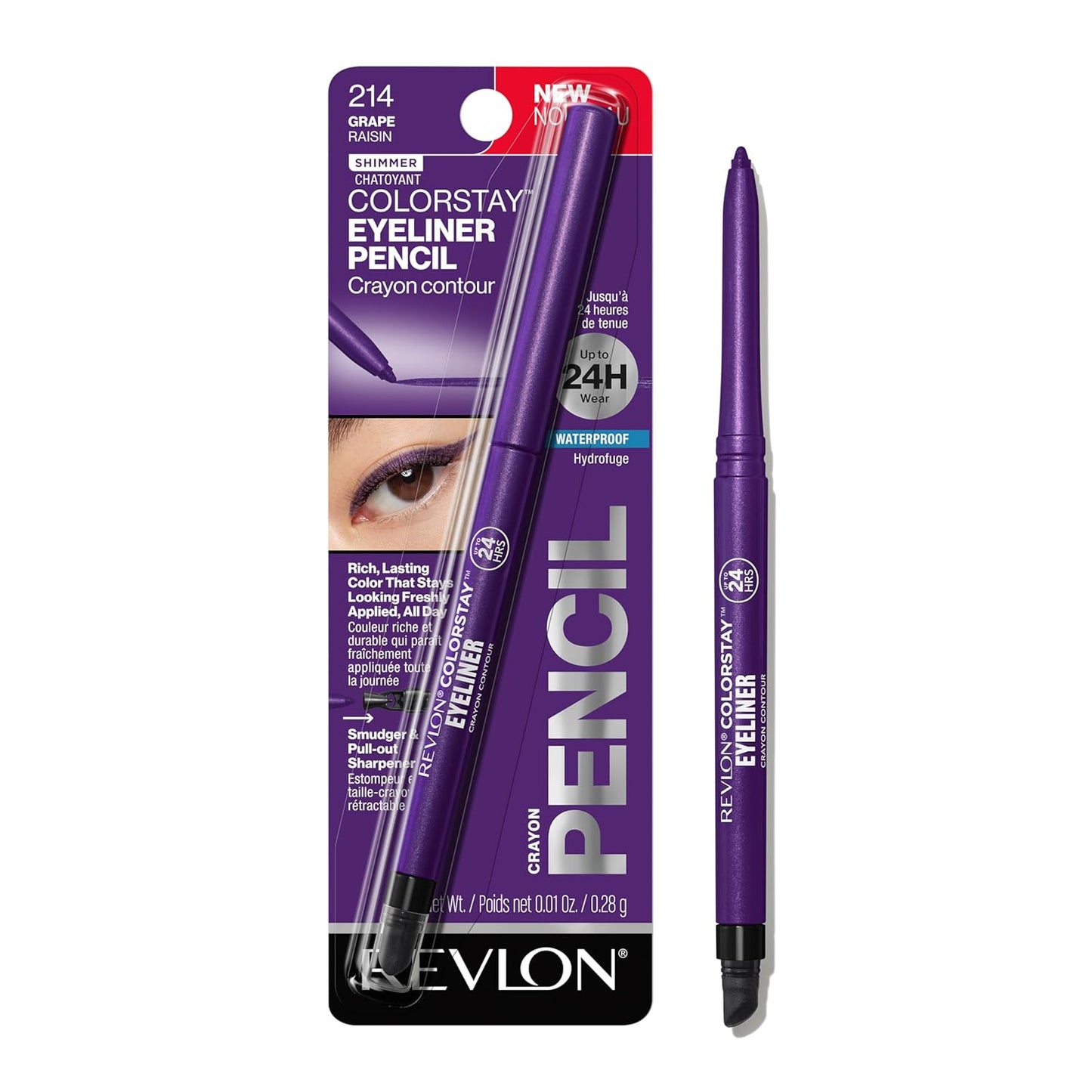 Revlon ColorStay Pencil Waterproof Eyeliner, Smudge-Proof, Eye Makeup with Built-In Sharpener, Stocking Stuffer for Women, 201 Black, 2 pack