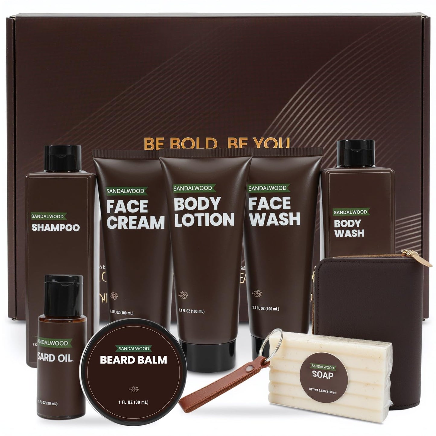 Rinse & Robust Gifts for Men, Christmas Gifts for Men, Sandalwood Holiday Bath & Body Grooming Mens Gift Sets, Birthday Gift Ideas for Dad Boyfriend Husband Valentines, Holiday Grooming Gift Sets