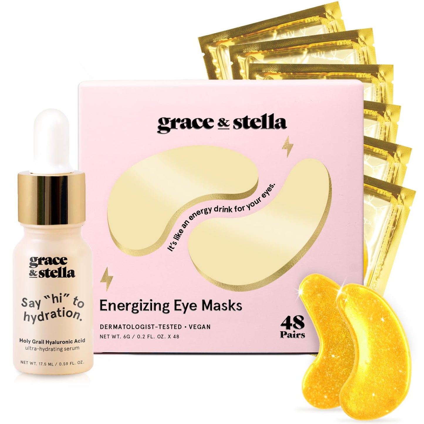 grace & stella Award Winning Under Eye Mask - Christmas Gifts for Teens, Self Care Gifts for Women, Reduce Dark Circles, Puffy Eyes, Undereye Bags, Wrinkles, Under Eye Patches - (24 Pairs, Pink)