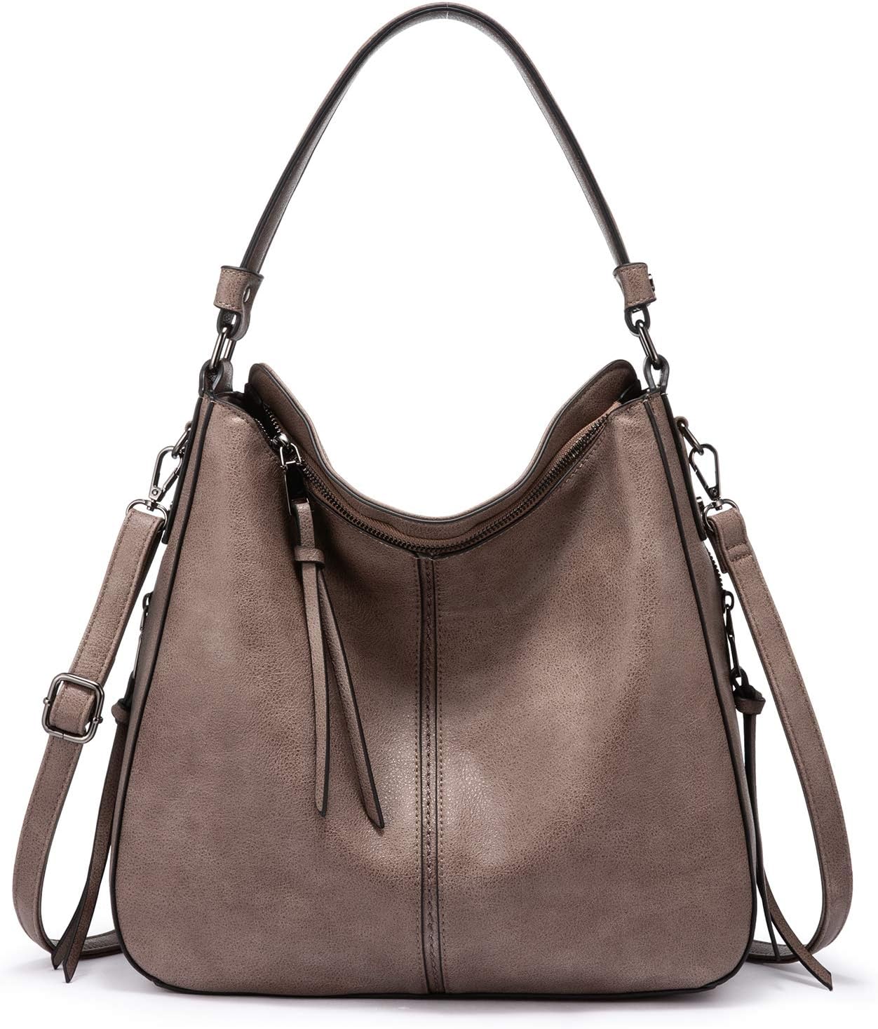 Realer Hobo Crossbody Bags for Women Designer Faux Leather Hobo Handbags Retro Large Size Shoulder Bag Bucket Purse