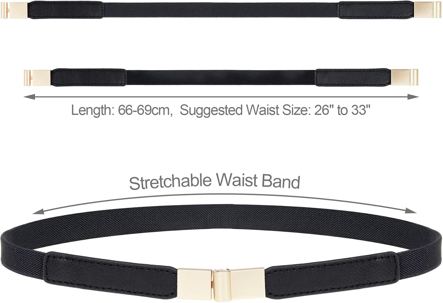 EAONE Skinny Belts for Women 5 Pack, Fashion Dress Belts Stretch Women Waist Belts Plus Size Elastic Waist Band for Dresses