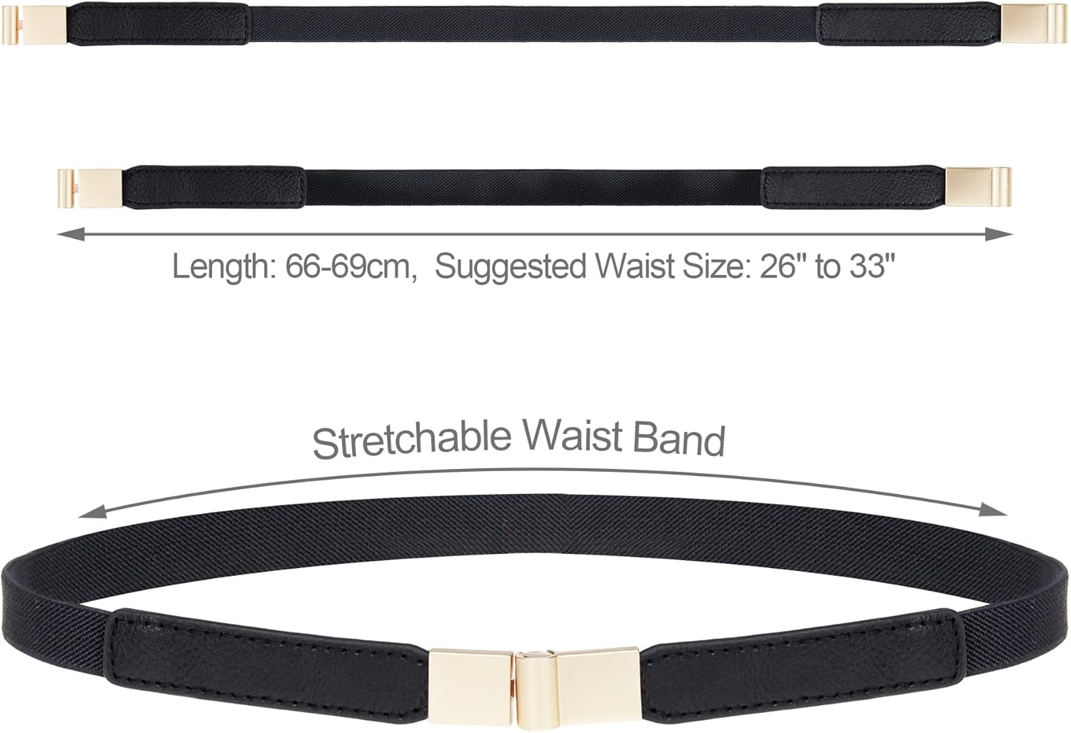 EAONE Skinny Belts for Women 5 Pack, Fashion Dress Belts Stretch Women Waist Belts Plus Size Elastic Waist Band for Dresses