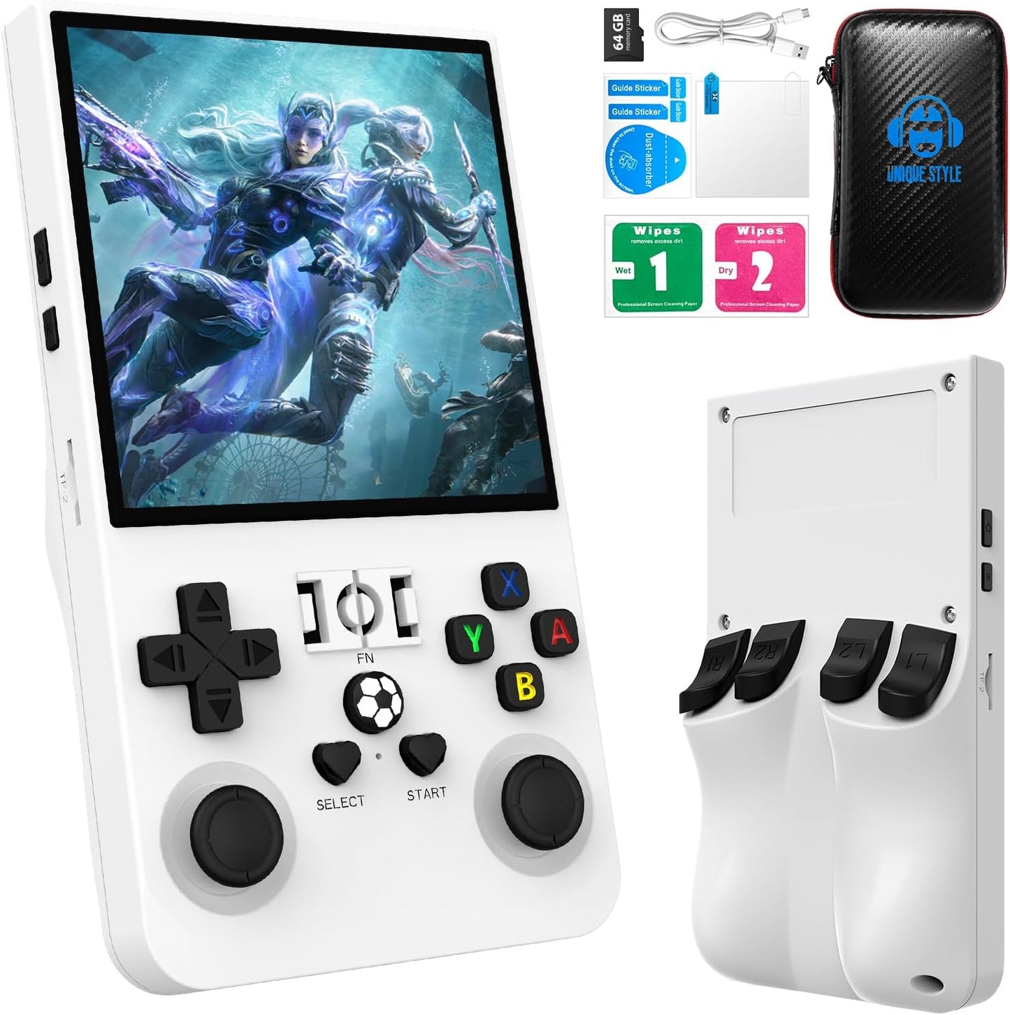 R36MAX Retro Handheld Game Console, 4.0 Inch 720x720 IPS Screen, Built-in 18,000+ Classic Game, Portable Hand Held Open Source Linux System, 4000mAh Battery Retro Gaming Console(Black 64GB)