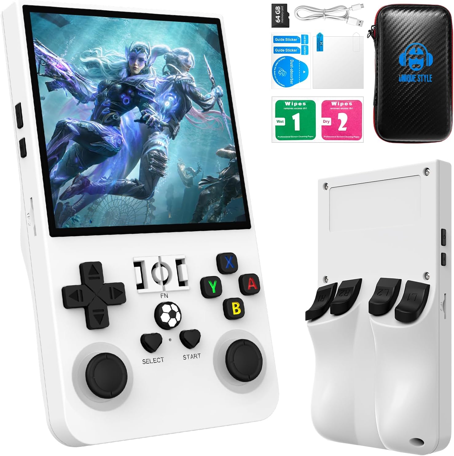 R36MAX Retro Handheld Game Console, 4.0 Inch 720x720 IPS Screen, Built-in 18,000+ Classic Game, Portable Hand Held Open Source Linux System, 4000mAh Battery Retro Gaming Console(Black 64GB)
