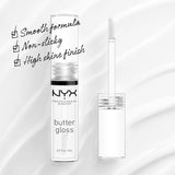 PROFESSIONAL MAKEUP Butter Gloss, Non-Sticky Lip Gloss - Sugar Glass ,Clear