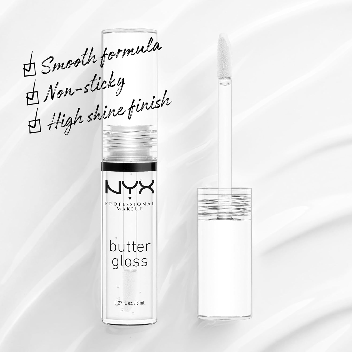 PROFESSIONAL MAKEUP Butter Gloss, Non-Sticky Lip Gloss - Sugar Glass ,Clear